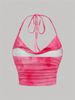 Tie-dye Print Halter Top For Women Summer Y2K Clothes Sexy Backless Drape V-neck Crop Top Streetwear_ecoleips.com