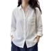 2026 Spring/Summer New White Cotton-Linen For Women, High-End, Light Luxury, Age-Reducing, Stylish Shirt Jacket, Loose_ecoleips.com