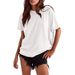 Women's Clothing Summer Loose Casual Cotton Solid Color Round Neck Short Sleeve Raw Edge T Shirt_ecoleips.com