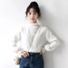 Top: Niche Design For Women, Spring, Autumn, Winter, White Turtleneck Lace Patchwork With Ruffled Edges, Long-Sleeve Bas_ecoleips.com