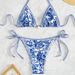 Women's Clothing Printed Fabric Two Piece Bikini Set With Laces Sexy Style Swimsuit For Vacation_ecoleips.com