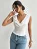 Summer New Swinging Neck Sleeveless T-shirt Waist Thin Versatile Short Top Women_ecoleips.com
