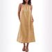 Women's Clothing Halter Neck Sleeveless Cotton Linen Dress American Style Solid Color Vest Hot Selling_ecoleips.com