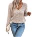 Spring New European And American Women's Knitted Sweater, Hollowed Out Loose Casual Long Sleeved Pullover Sweater_ecoleips.com