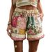 Retro Floral Print Casual Women's Cotton Shorts Bohemian Style Spring/Autumn Regular Fit Independent Site Cross Border_ecoleips.com