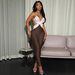Summer Glossy Strapless Backless Jumpsuit Women's Color Block Tight Fit Romper European American Style Cross Over_ecoleips.com