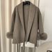 Reversible Fox Fur & Wool Blend Coat – Elegant Short/Long Double-Faced Trench Coat For Women (S/M) – Grey/Beige/Black/Coffee/Angora Red_ecoleips.com