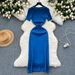 Women's Clothing Sexy dress for women new design color matching short sleeves Polo collar slim fit knitted hip skirt_ecoleips.com