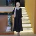 New Fashion In Stock Round Neck Puff Sleeve Irregular Polka Dot Belt Pocket Hem Ruffle Dress_ecoleips.com