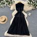 Elegant French Style Sleeveless Collared Dress Korean High Waisted Pleated Patchwork Long Skirt for Women Summer Temperament_ecoleips.com