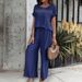 Women's Clothing Spring And Summer Casual Fashion Solid Color Short Sleeved Trousers Suit_ecoleips.com