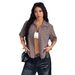 Women's Clothing Five-Sleeve Plaid Top - Spring Summer Fashion Blouse With Unique Sleeve Design Spring Layering Piece_ecoleips.com
