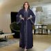 Verve Muslim Abaya Arab Kaftan Plus Size Women's Dress With Flared Long Sleeves 8840_ecoleips.com