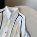 Women's Clothing Real shot in stock Autumn puff sleeve temperament white three quarter sleeve shirt Western style loose casual chiffon shirt_ecoleips.com