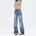 American Style Cracked Low Waisted Slightly Flared Jeans For Women In Summer, Thin Design, Slim And Floor Hugging_ecoleips.com