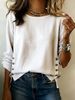 Women's Classic Solid Color Blouse Long Sleeve Elegant Ruffle Trim Versatile Top_ecoleips.com