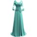 Women's Clothing Lace Evening Dress Applique Bride Toast Dress Three Quarter Sleeve Low Round Neck Banquet Evening Dress_ecoleips.com