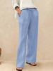 Women's Clothing Women's Comfortable Linen Straight Leg Pants Spring Elastic Waist Artistic Style Solid Color Versatile Casual Bottoms_ecoleips.com