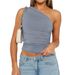 Women's Clothing Summer New Ladies Fashion One Shoulder Small Vest Sexy Hot Girl Top_ecoleips.com