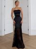 Blifanbo Strapless Lace Stain Sexy Maxi Dress Women Elegant Bodycon Patchwork Backless Sleeveless Lace-up Club Party Long Dress_ecoleips.com