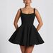 Women's Sweet Backless Big Bow Suspender Dress Herringbone Pattern Splicing Short Skirt Spring New Style Casual Mini Dress_ecoleips.com