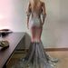 Women’s Clothing Show Bright Crystal Sequins Elegant Fishnet Dress Off Shoulder Wedding Dress_ecoleips.com
