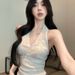 French-style V-neck Lace Halter Neck Camisole Women, Summer Slim-fit Waist-cinching Top For A Sexy Look_ecoleips.com