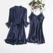 Aria Basics Sexy Two-piece Pajama Set With Chest Pads, Lace Camisole Nightdress, European And American Style Sexy Bathrobe For Women_ecoleips.com