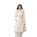 Luxury Fox Fur Trim Hooded Long Down Coat For Women - High Waist Slim Fit Winter Jacket With White Goose Feather Filling (Beige, Brown, Black)_ecoleips.com