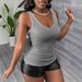 Women's Clothing Women's New Summer Solid Color Sexy Hot Girl Sleeveless Casual V Neck Vest Top_ecoleips.com