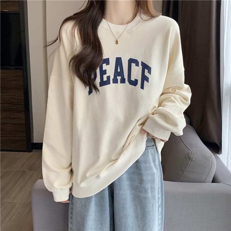 American Retro Style Hoodless Sweatshirt For Women, Spring And Autumn Thin Long-sleeve Top Jacket, Trendy_ecoleips.com