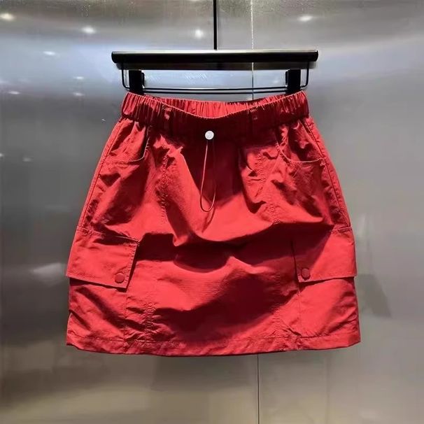 Verve Anti-Exposure A-Line Bodycon Summer Thin Multi-Pocket Drawstring Elastic Waist Casual Workwear Short Skirt For Women_ecoleips.com
