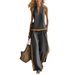 Women's Summer Casual Fashion Sleeveless Color Block Wide Leg Pants Set New European And American Style Trendy Two Piece Cross Border_ecoleips.com