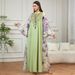 Elegant Women's Beaded Embroidery Dress V Neck Flared Sleeves Long Robe European American Style Fashion Muslim Abaya_ecoleips.com
