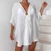 Loose Beach Cover Up V Neck One Size Fits All Irregular Design For Beach Vacations Sun Protection Women's Swimwear_ecoleips.com