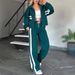 Autumn Y2g Striped Zipper Jacket Leisure Sports Suit For Women_ecoleips.com