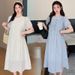 Summer New Korean Fashion Fresh Slimming Tencel Cotton Polka Dot Maternity Dress_ecoleips.com