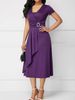 Women's Asymmetrical Large Skirt V Neck Dress Fashion_ecoleips.com