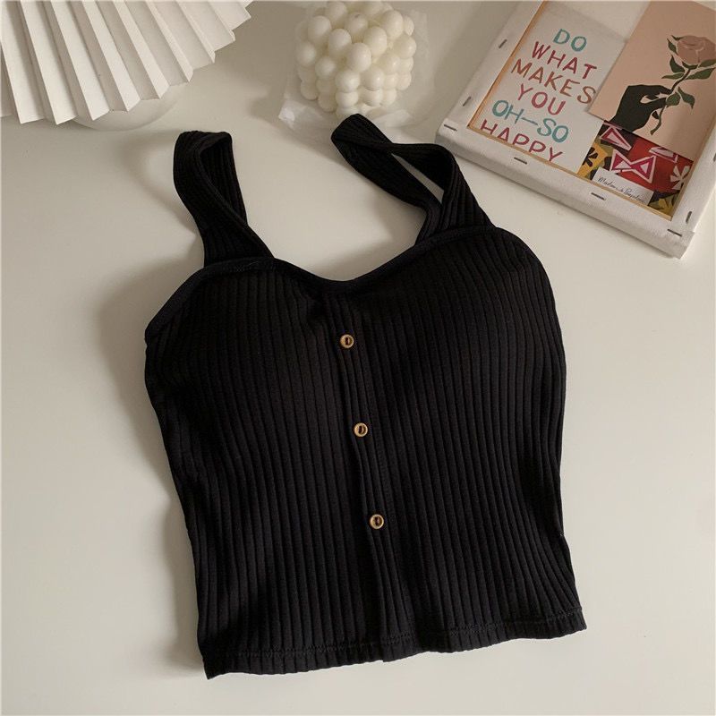 Women's Clothing Beautiful Back Small Sling Chic Vest Women's Autumn Sweet Cool Thin Outer Wear New Style With Chest Pad Bottoming Top_ecoleips.com
