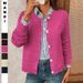 2026 Cross-Border European And American Autumn New Women's Solid Color Commuter Knitted Cardigan Casual Sweater_ecoleips.com