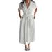 Elegant Women's Shirt Dress With Belt, Lapel Collar And Waist Tie For A Polished Office To Dinner Look_ecoleips.com
