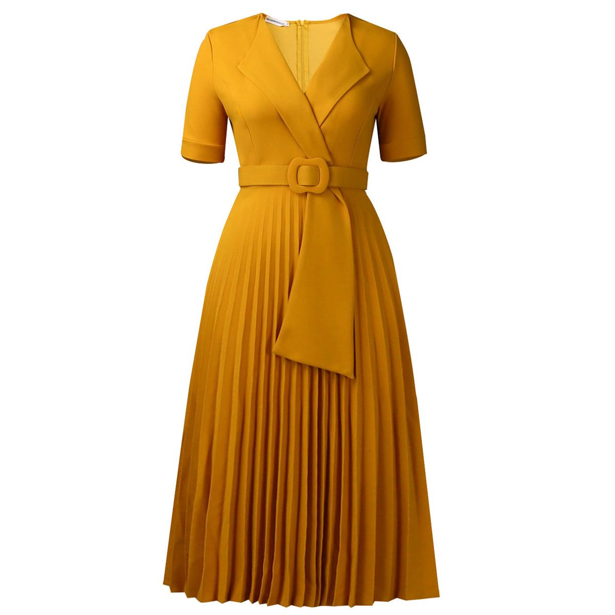 Stylish Short Sleeve Collar Dress – Summer Office & Casual Wear With Belt Effortless Style For Every Summer Day_ecoleips.com