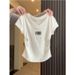 Women's Slim Fit V-Neck Short Sleeve T-Shirt - Side Pleats & Waist Contouring Design - Pure Cotton Casual Top For Summer_ecoleips.com