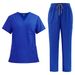 Women's new V-neck split medical overalls, pocket straight pants, men's and women's toiletries_ecoleips.com