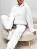 Aria Basics Cross-Border 2025 Autumn Winter New European And American Casual Women's Solid Color Plush Hooded Sleeve Long_ecoleips.com