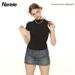 HeyHenry Niche Slim Fit T-Shirt for Women Feminine round Neck Short Sleeve Solid Color Cropped Top Slimming Effect Instagram Style_ecoleips.com