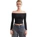 Women's Clothing Autumn Fashion Sexy Long Sleeved Off Shoulder Crop Top Women's Pullover T-Shirt Streetwear Style_ecoleips.com