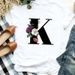 European And American Cross-border Foreign Trade Women's Floral Letter Print Round-neck Short-sleeve T-shirt Top_ecoleips.com