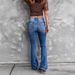 Women's Clothing Autumn And Winter New High Waist Elastic Raw Edge Hole Fashion Bell Bottom Pants Jeans_ecoleips.com