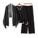 Women's European American Style Knitted Fashion Set with Jacquard Shawl V Neck Sweater And Casual Wide Leg Pants Three Piece Casual Wear_ecoleips.com